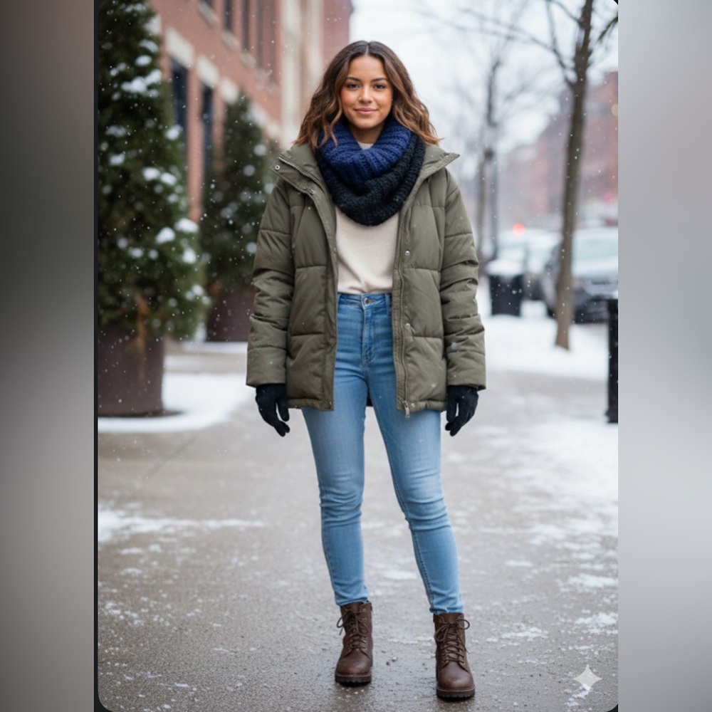 Zara Navy and Black Knit Scarf